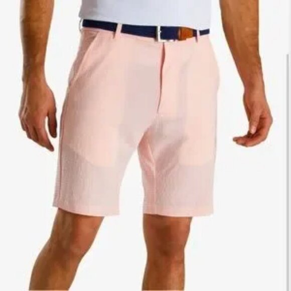 LIKE NEW Footjoy Seersucker Performance Golf Shorts Men's Size 33 - Pink Quartz - Picture 3 of 8